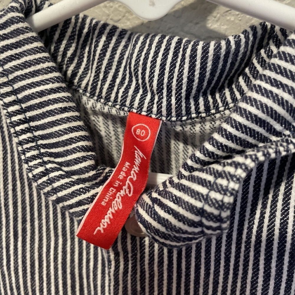 Hanna Andersson Toddler Baby Boy One-Piece BLUE Railroad Stripe Romper 80, 18-24 - Picture 5 of 7